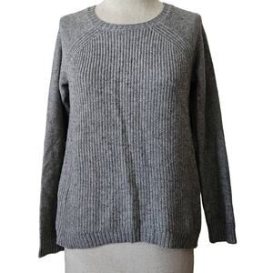 J Crew Merino Wool Blend Grey Sweater with Elbow Patches Size Small